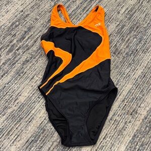 TYR Women's One Piece Swimsuit - Black and Orange
